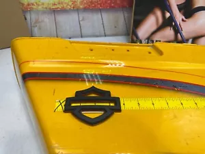 🔥OEM Harley CVO Single Left Touring Fuel Gas Tank Emblem Denim Black & Orange🔥 - Picture 1 of 5