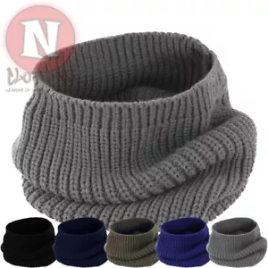Unisex Snood Knitted Knit Neck Warmer Winter Ski Snow Scarf Mens Ladies Womens - Picture 1 of 8