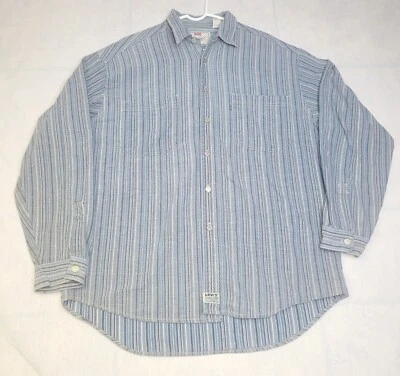 Levi's винтажный 90-х металлический кнопка длинным рукавом рубашка мужчин размер L Гонконг серебро ярлык - Изображение 1 из 4