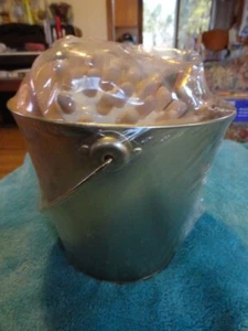 New Vtg Gold Metal Pail Bucket Holiday Gift Set - Picture 1 of 5