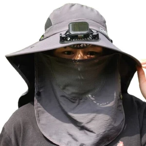 Wide Brim Solar Fan Outdoor Fishing Hat-Solar & USB Charging, USB Charging - Picture 1 of 15