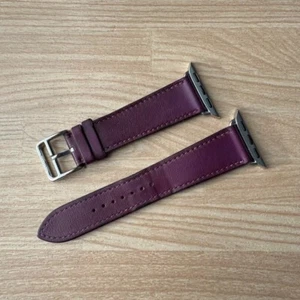 Hermès Apple Watch 41/40/38mm anemon fioletowy skórzany pasek używany - Zdjęcie 1 z 7
