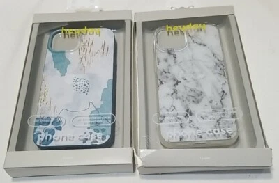 Funda de teléfono antimicrobiana heyday para Apple iPhone 13 azul floral y blanco mármol Foto 1 de 4