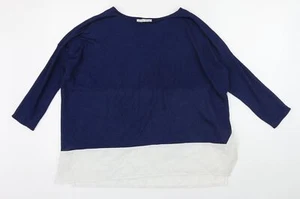 Zara Womens Blue Polyester Tunic Blouse Size S Boat Neck - Picture 1 of 10