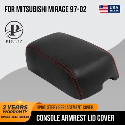 Funda reposabrazos consola PVC cuero para Mitsubishi Mirage 97-02 puntada roja Foto 1 de 4