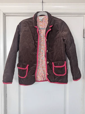 Abrigo acolchado vintage Lilly Pulitzer niñas talla 10 marrón pana forro floral Foto 1 de 4