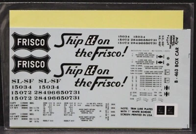 Miller/ Herald King B-463 HO Frisco SLSF 40' Orange Box Car Decal Set 11-73 - Image 1 of 2