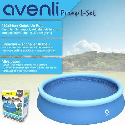 Quick Up Pool 427 x 84 cm Swimmingpool Schwimmbecken Schwimmbad blau Ersatzpool - Bild 1 von 4