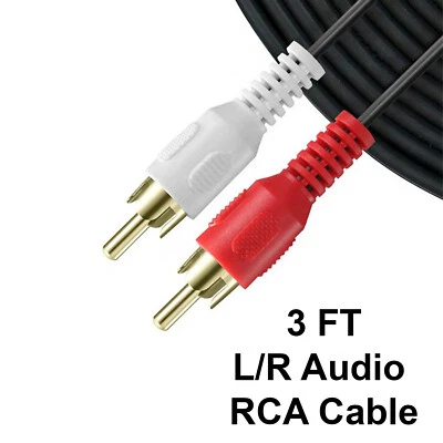 SatelliteSale 2 Male to 2 Male RCA Audio Stereo Composite Cable Black (3 feet) - Image 1 of 2
