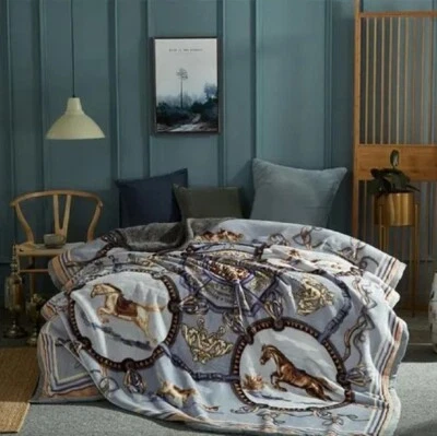 Korean  Mink Fleece Organic King Blanket, 2 Ply Reversible Silky Soft Plush Warm - Image 1 of 4