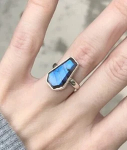 Labradorite Ring 925 Sterling Silver Band Ring Statement Handmade Jewelry FGT25 - Picture 1 of 6