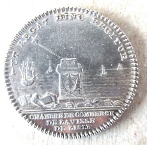 FRANCE- 1774/89- ROYAL COMPAS GUIDING THE SHIPS  - SILVER JETON -RARE - Picture 1 of 2