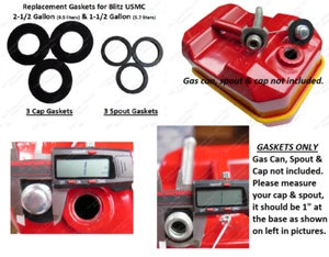 USMC Blitz Metal Gas Cap & Spout Gaskets FOR 2-1/2 1-1/2 Gallon TOTAL 6 GASKETS - Picture 1 of 3