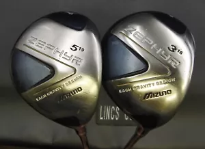Set of 2 Mizuno Zephyr 16° 3 & 19° 5 Woods Regular Graphite Shafts Mizuno Grips* - Picture 1 of 5