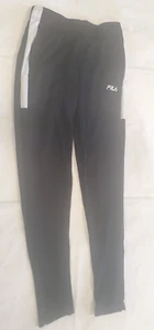 Fila Boys sz 10-12 Sweatpants Black w/ bottom zips M, 10/12 Pants Joggers - Picture 1 of 8