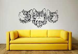 TRIBAL CATS Wall Art Sticker, Mural, Decal, 3 x sizes and many colour choices