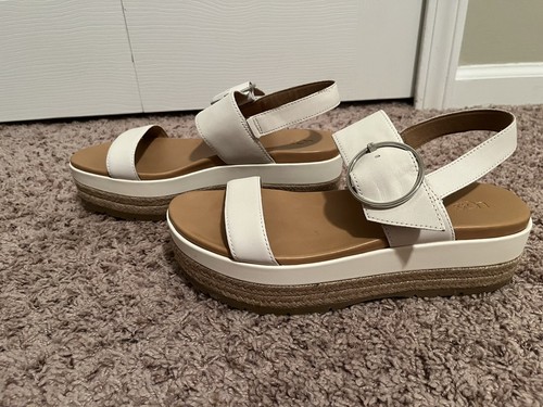 Sandali espadrillas UGG April in pelle bianca con plateau 2 5" taglia 11