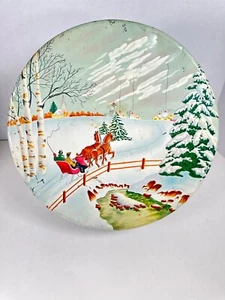 Vintage Christmas Sleigh Ride Biscuit Tin by Olive Can Chicago - Picture 1 of 5