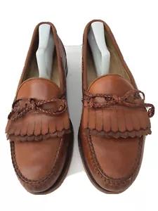 Allen Edmonds Woodstock Men’s Sz US 10 D Brown Leather Tassel Kiltie Loafers USA - Picture 1 of 11