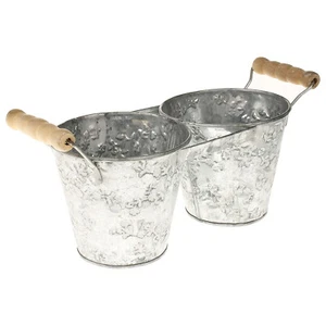 Pflanzschale Zink Blumentopf Pflanztopf Zinktopf Gartendeko Kräuertopf Silber - Bild 1 von 4