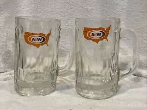 Set of 2-1960's A&W Root Beer 5 3/4 Inch USA Map Logo Glass Mugs, VERY NICE! - Picture 1 of 2