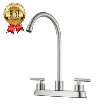 Commercial Brushed Nickel Centerset 2-Hole Kitchen Sink Faucet with 2 Handles - Image 1 of 4