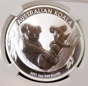 Australia 2011P Koala 1 dollar 1 oz .999 Silver Coin MS70 NGC - Picture 1 of 4