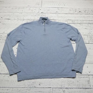 Alfani Cashmere Sweater Adult M Blue 1/4 Zip Long Sleeve Mock Neck - Picture 1 of 8