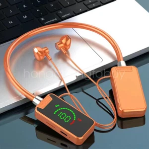 Bluetooth 5.4 Neckband Headset Wireless Earbuds Earphone Headphones with 8GB TF - Picture 1 of 27