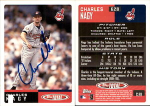 Charles Nagy Signed 2002 Topps Total #628 Card Cleveland Indians Auto AU
