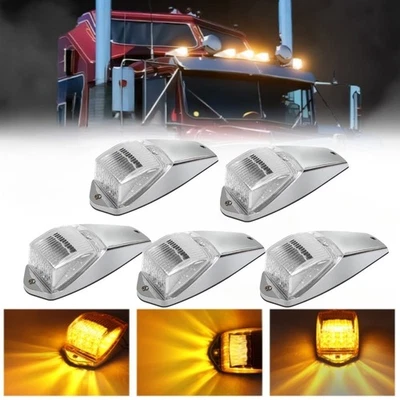 5PCS 17LED Amber Top Roof Cab Marker Truck Light For Kenworth Freightliner 12V - Image 1 of 4