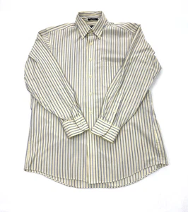 Chaps Wrinkle Free Yellow Blue Striped Button Down Shirt Mens M 15.5 32/33 - Picture 1 of 10