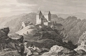 GRÜNEWALD (*1801) nach RICHTER (*1803), Wandernde vor Burg Rabeneck, Sst. - Bild 1 von 5