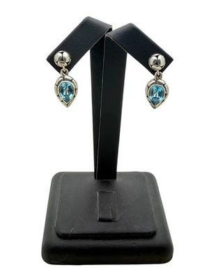 John Hardy Sterling Silver Kali Pebble Blue Topaz Teardrop Earrings - Image 1 of 4