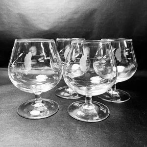 Juego de 4 Princess House Heritage Grabado Pie Brandy Coñac Snifter Francia Usado en Excelente Condición - Imagen 1 de 7