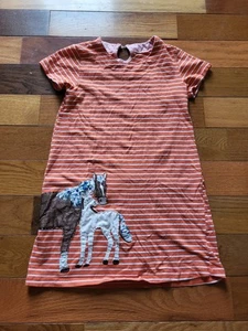Unbranded Orange Stripe Horse Dress. Girls  Size 5/6 - Picture 1 of 7