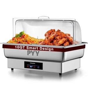 Juego de buffet de frotamiento eléctrico, plato de frotamiento con tapa enrollable, acero inoxidable... - Imagen 1 de 10