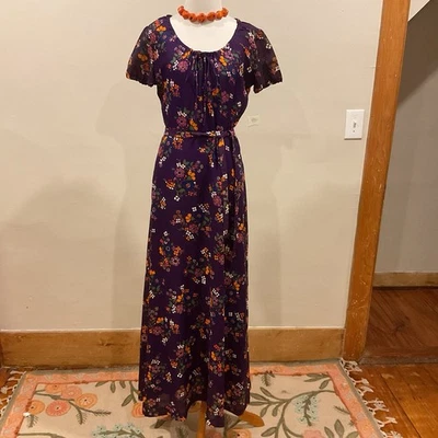 VTG 70's SAKS Fifth Avenue FRANCE Silk Blend Maxi Dress Sz 8/10 Foto 1 de 4