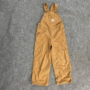 Carhartt Duck Overalls Bibs Youth Boys 6 Brown Double Knee Workwear - Picture 1 of 7