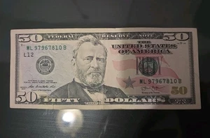 $50 Fifty Dollar Bill. Star Note* 2013 4 FANCY SERIAL - Picture 1 of 8