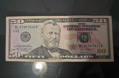 $50 Fifty Dollar Bill. Star Note* 2013 4 FANCY SERIAL - Image 1 of 4