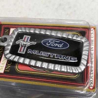 FORD Mustang Keychain Ring Highland Glen Mfg USA Made Original Package Vtg NOS - Image 1 of 4