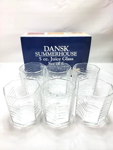 Vintage 1980’s Set 6 Dansk Summerhouse Juice 5 oz. Gläser mit Box Achteck - Bild 1 von 4