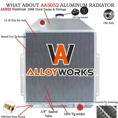 3-Row Aluminum Radiator For 1942-1952 1949 Ford F1 F2 F3 CHEVY V8 ENGINE — 第 1/4 张图片