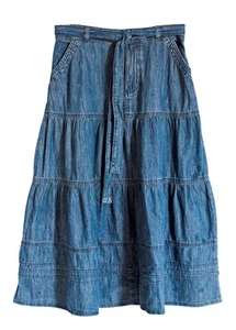 M&S Per Una Tiered Denim Skirt - Picture 1 of 5