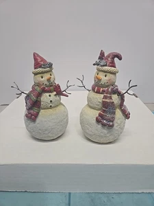  2 Enchanted Forest Christmas Snowmen One With Cardinal  2018 Snowman  - Picture 1 of 5
