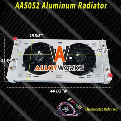3Rows Radiator+Shroud Fan For 2003-09 Chevy GMC Kodiak Topkick C4500 C5500 C6500 - Imagem 1 de 4