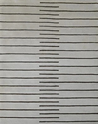 Tappeto In Lana A Mano 150x240 Argento Moderno Soggiorno SH231 - Immagine 1 di 4