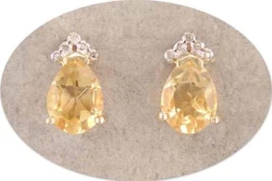 JDL CITRINE & DIAMOND GOLD POST EARRINGS - Picture 1 of 1