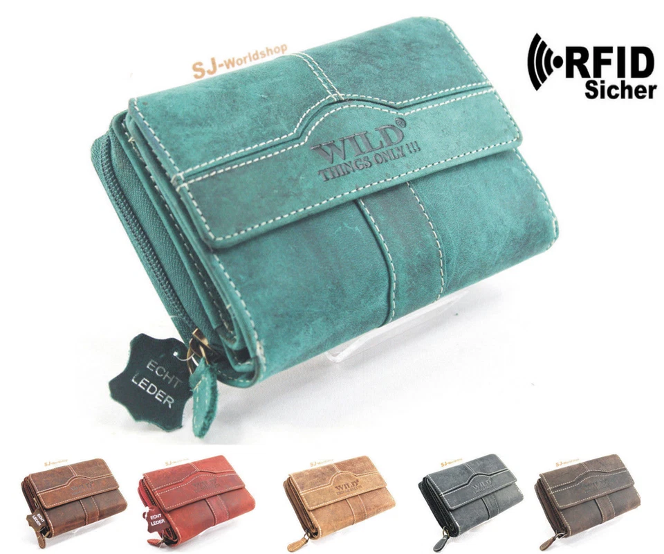 Damen Echt Leder Portemonnaie Portmonee Geldbörse Geldbeutel Etuis Wallet RFID